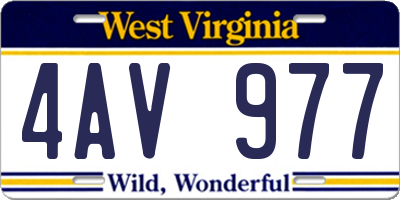 WV license plate 4AV977
