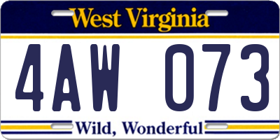 WV license plate 4AW073