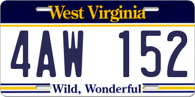 WV license plate 4AW152