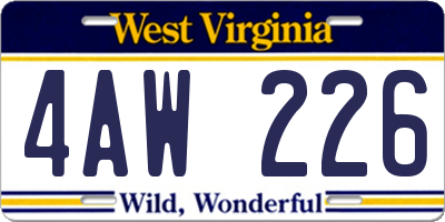 WV license plate 4AW226