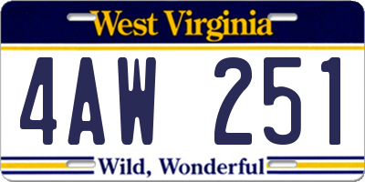 WV license plate 4AW251