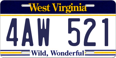 WV license plate 4AW521