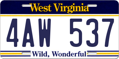 WV license plate 4AW537