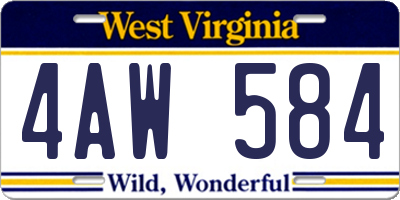 WV license plate 4AW584