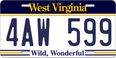 WV license plate 4AW599