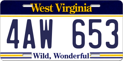 WV license plate 4AW653