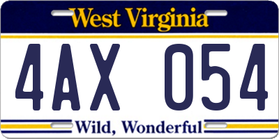 WV license plate 4AX054