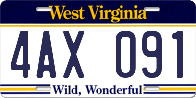 WV license plate 4AX091