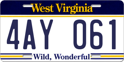 WV license plate 4AY061