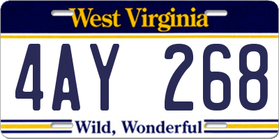 WV license plate 4AY268