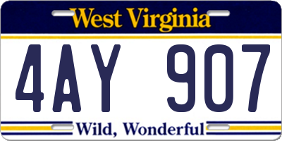 WV license plate 4AY907