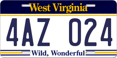 WV license plate 4AZ024