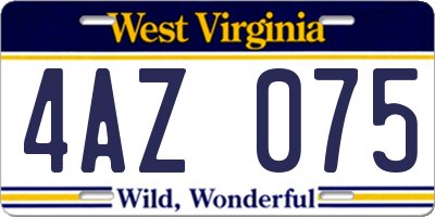 WV license plate 4AZ075