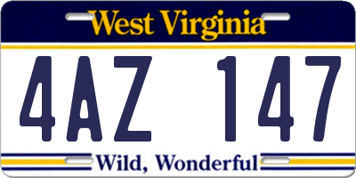 WV license plate 4AZ147