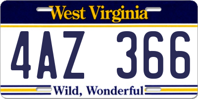 WV license plate 4AZ366