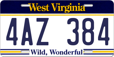 WV license plate 4AZ384
