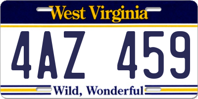 WV license plate 4AZ459