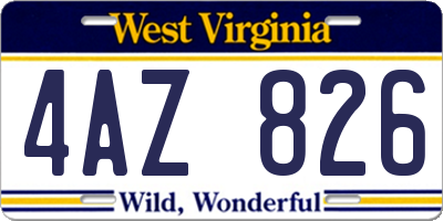 WV license plate 4AZ826
