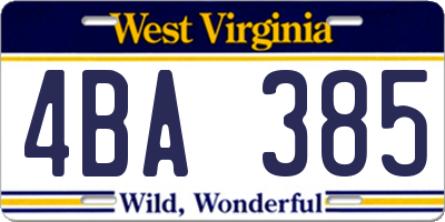 WV license plate 4BA385