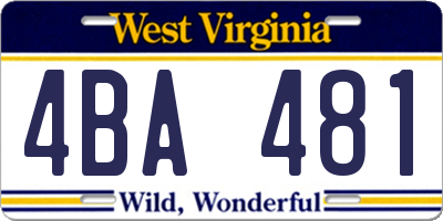 WV license plate 4BA481