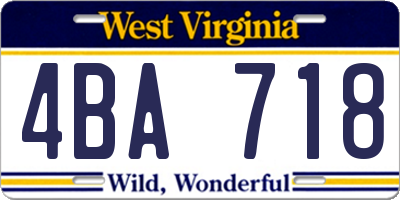 WV license plate 4BA718