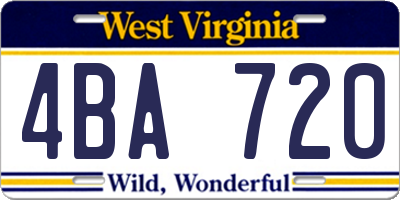 WV license plate 4BA720