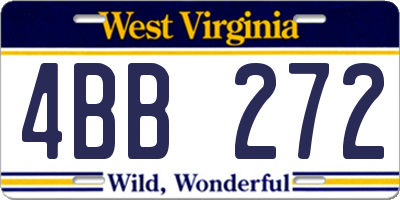 WV license plate 4BB272