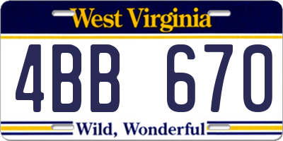 WV license plate 4BB670