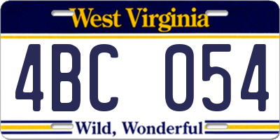 WV license plate 4BC054