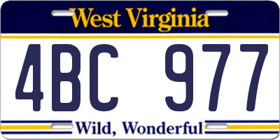 WV license plate 4BC977