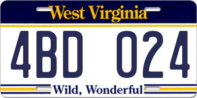 WV license plate 4BD024