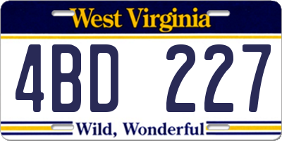 WV license plate 4BD227