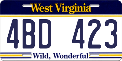 WV license plate 4BD423
