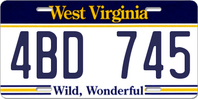 WV license plate 4BD745