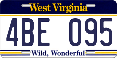 WV license plate 4BE095