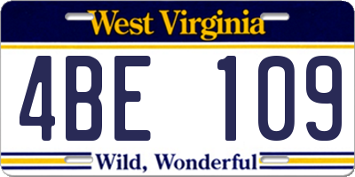 WV license plate 4BE109