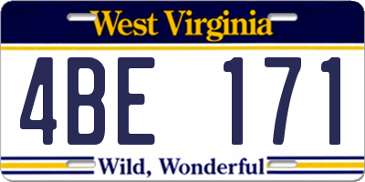 WV license plate 4BE171