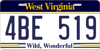 WV license plate 4BE519