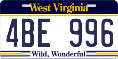 WV license plate 4BE996