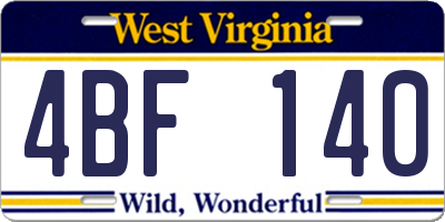 WV license plate 4BF140