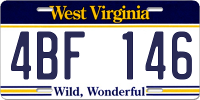 WV license plate 4BF146