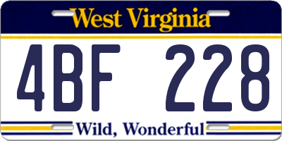 WV license plate 4BF228