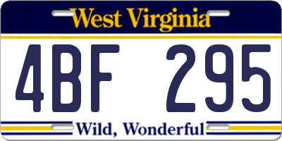 WV license plate 4BF295