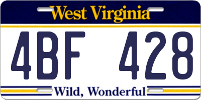 WV license plate 4BF428