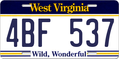 WV license plate 4BF537