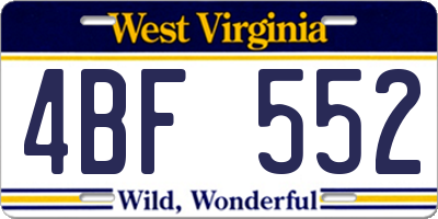 WV license plate 4BF552