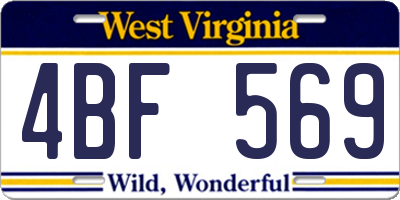WV license plate 4BF569