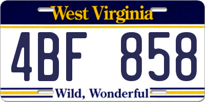 WV license plate 4BF858
