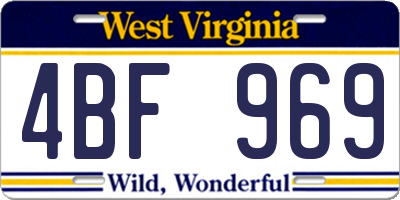 WV license plate 4BF969