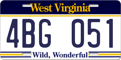 WV license plate 4BG051